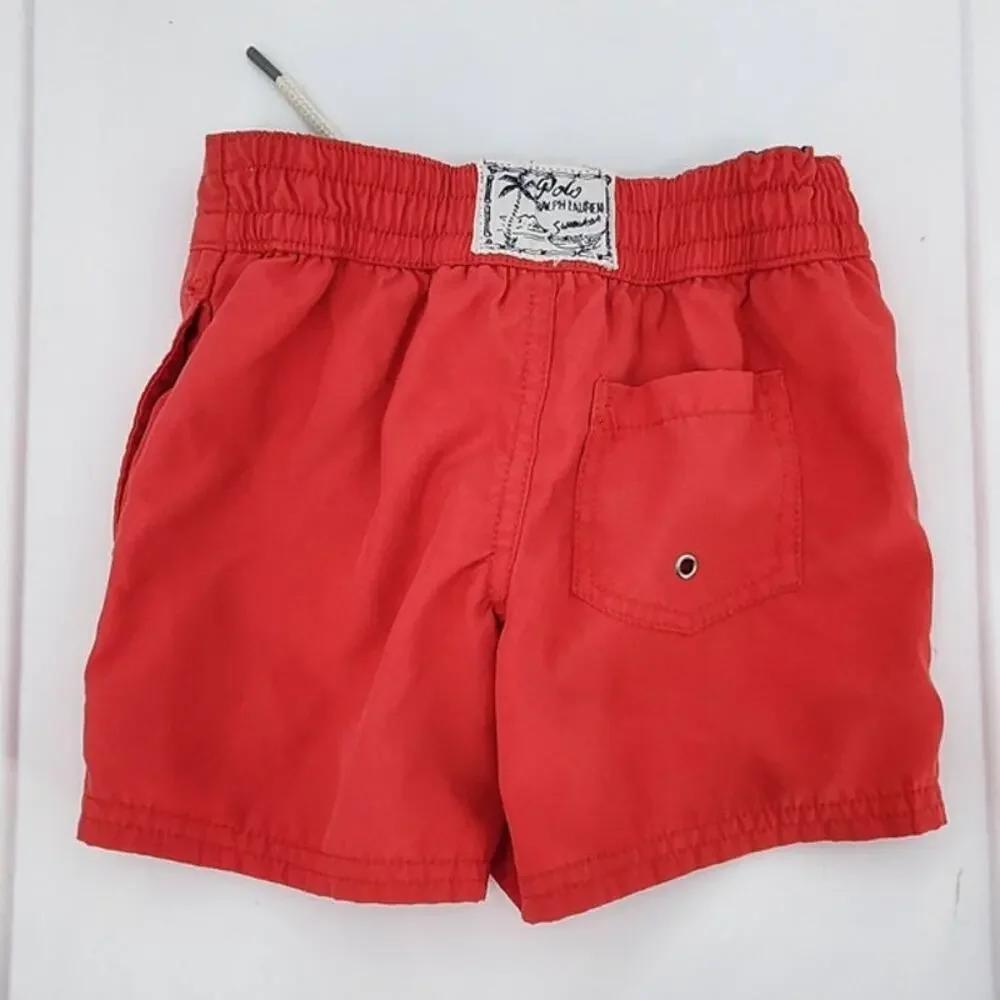 Toddler Boys Polo Ralph Lauren‎ Swim Big Pony Swimwear Shorts Red Size 2T - Picture 2 of 6
